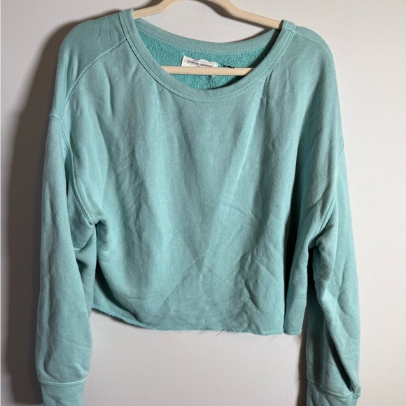 Spiritual Gangster Bella Sweatshirt Aqua Cropped Pullover NWT Small
